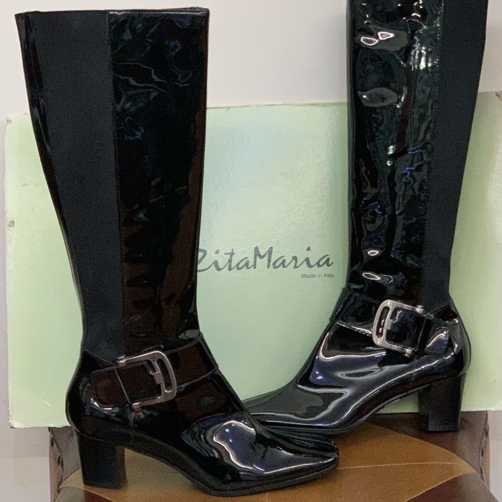 Zita Maria Patent Leather Dana High Boots